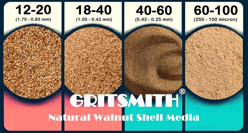 GRITSMITH وسائط قشور الجوز المطحونة بحبيبات 18-40 (5 أرطال / 2.3 كجم) - حبيبات ناعمة للتدوير، والطلاء، والاهتزاز، والتلميع، وإزالة الحواف، ومضادة للانزلاق، والمواد المالئة - Image 2